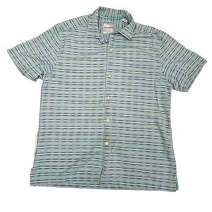 Tommy Bahama Silk Blend Blue GREEN Hawaiian Shirt Medium Short Sleeve Button
